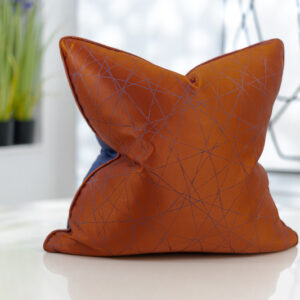 orange & royal blue geometric patterned soft Jacquard cushion covers